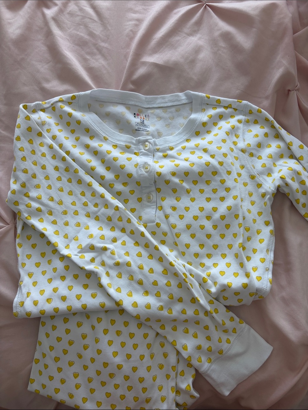 Roller rabbit yellow heart print pajamas